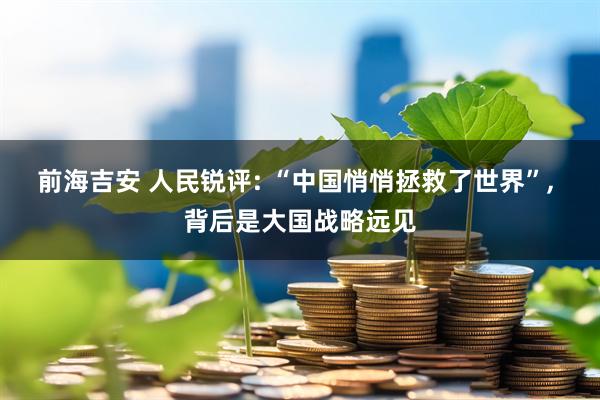 前海吉安 人民锐评: “中国悄悄拯救了世界”, 背后是大国战略远见